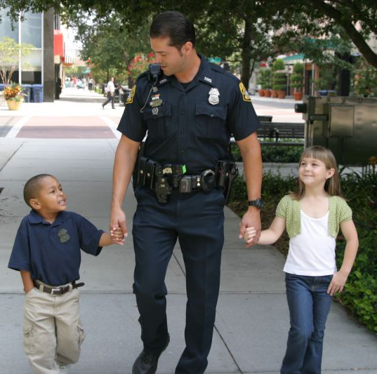 Shaking hands with the police